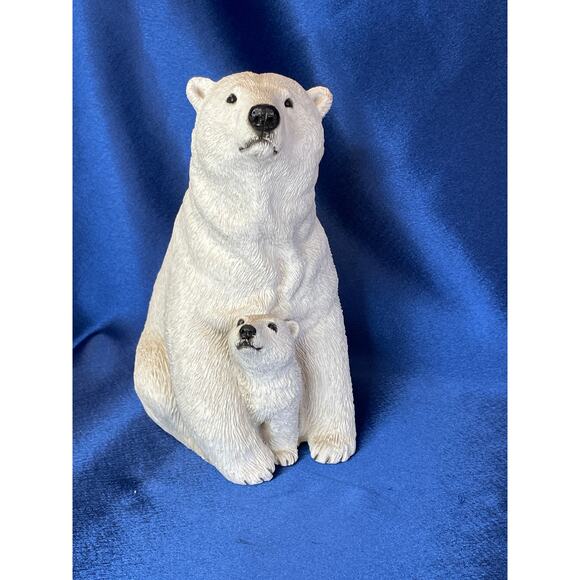 Vintage Sandicast Polar Bear with Cub Signed by Sandra Blue Sculpture - Picture 2 of 8